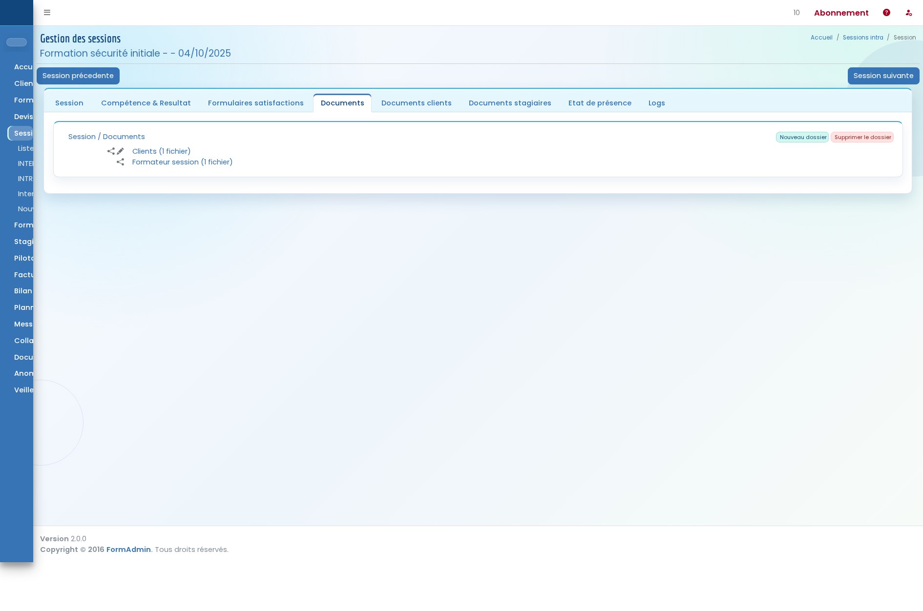 Gestion documentaire Formadmin pour les supports de formation